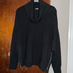 Varley Black Cowl Neck Women's Sweater with Side Zippers
